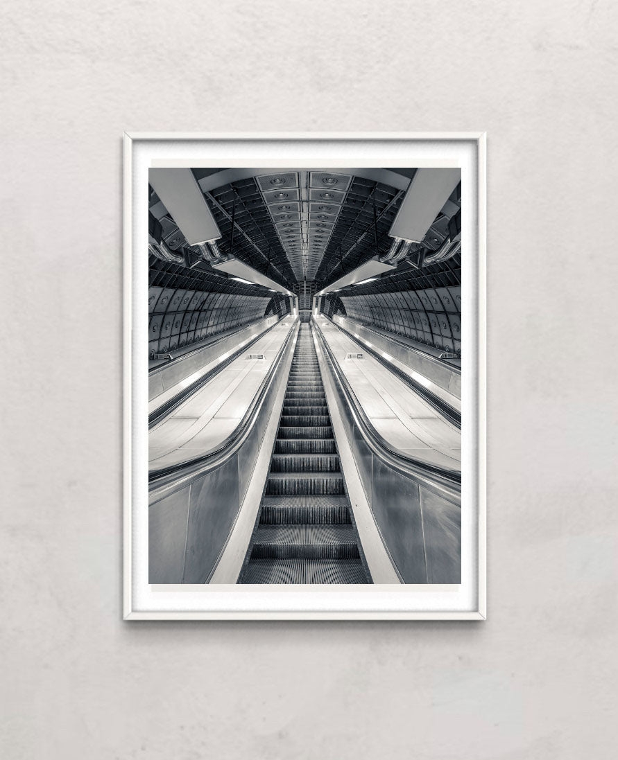 Escalator at subway station, London