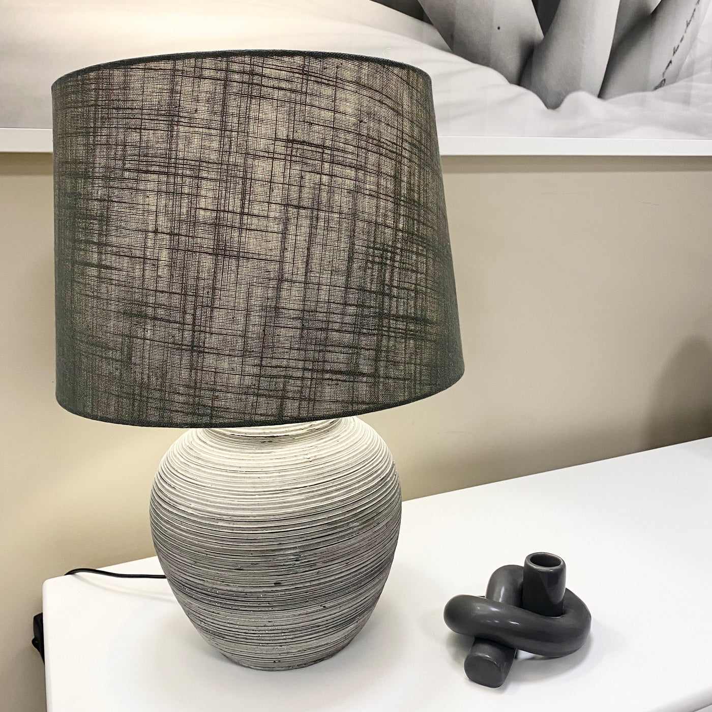 Stone Effect Lamp With Shade
