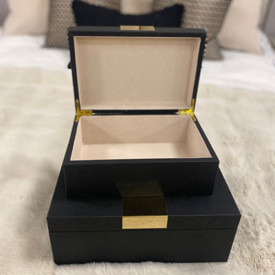 Black Gold Boxes - Set Of 2