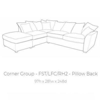 Fantasia Silver Scatter Cushion Corner Sofa With Footstool