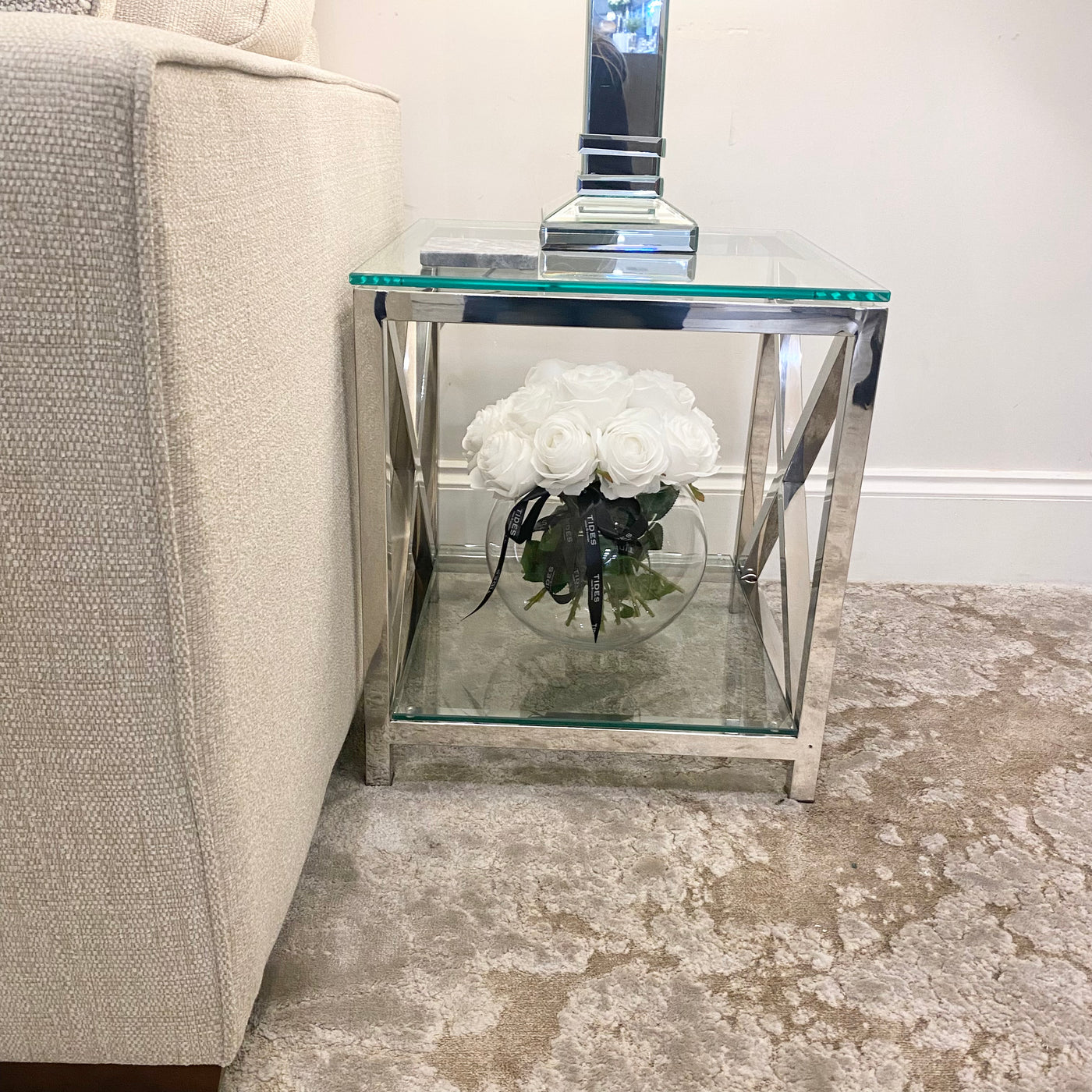 *Ex Display*New York X End Steel & Glass Side Table