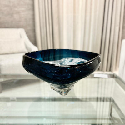 Blue Glass Triangle Bowl