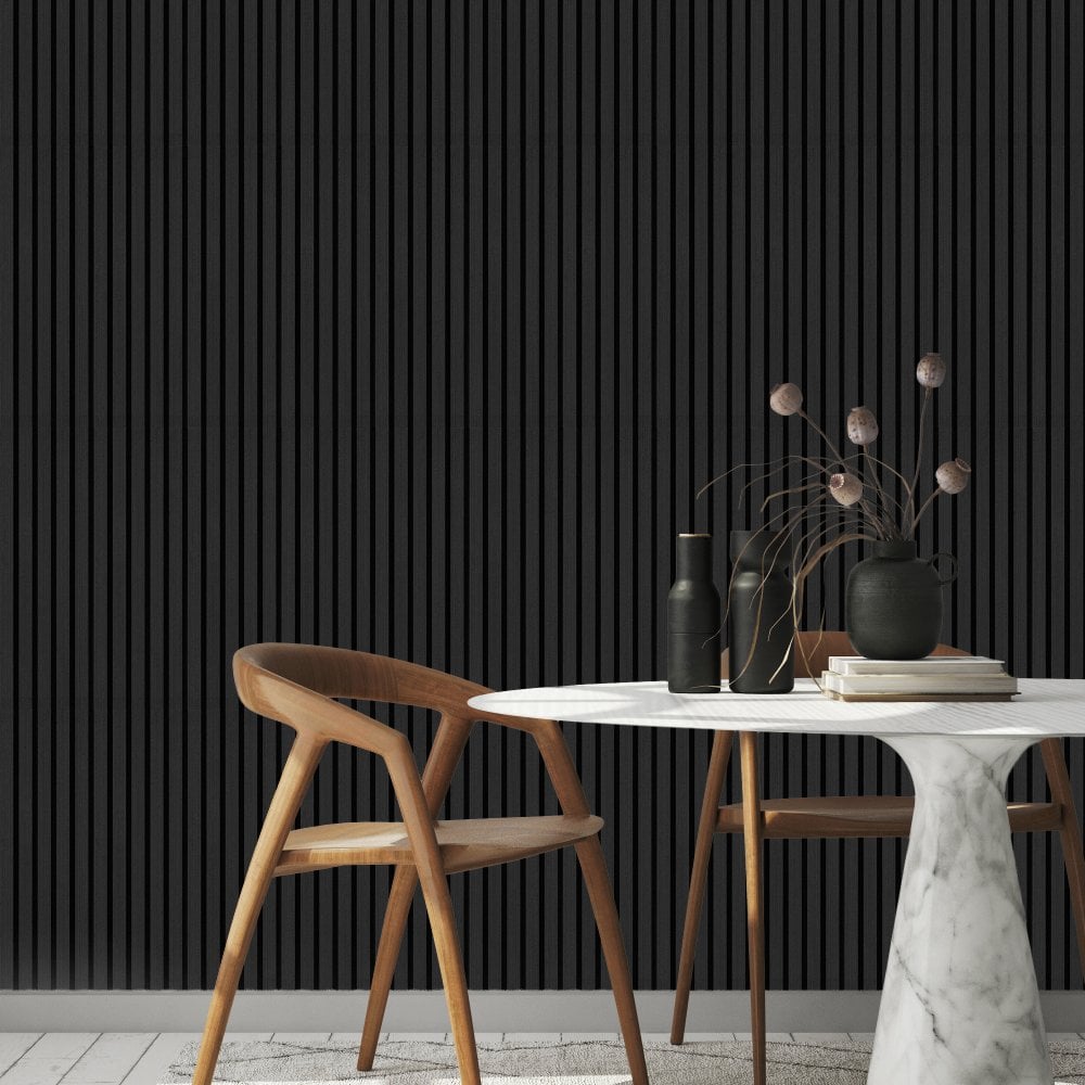 Dark Grey Acoustic Slat Wall Panel