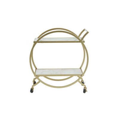 AVAN WHITE MARBLE AND GOLD 2 TIER TROLLEY