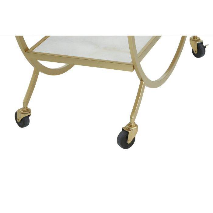 AVAN WHITE MARBLE AND GOLD 2 TIER TROLLEY