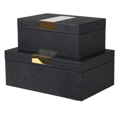 Black Gold Boxes - Set Of 2