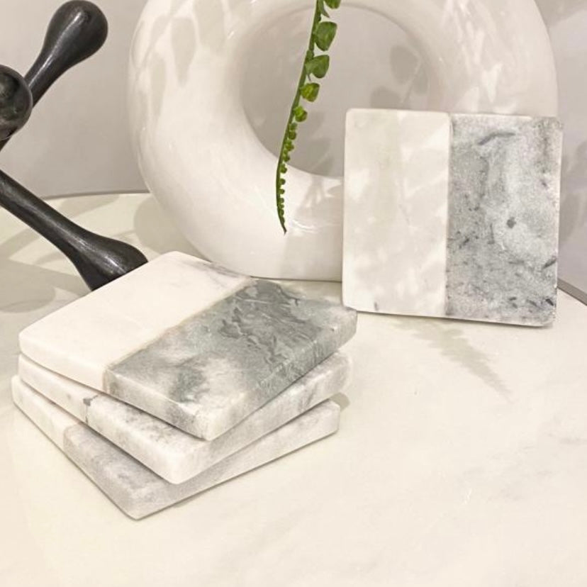 Marble Grey and White Coasters