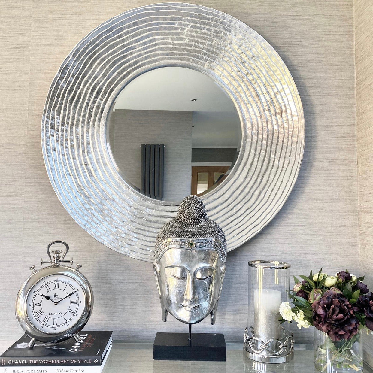 Silver Wave Effect Wall Mirror