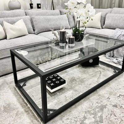 Tides Collection Montana Black Metal & Glass Coffee Table