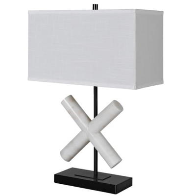 ‘X’ Marble White Table Lamp