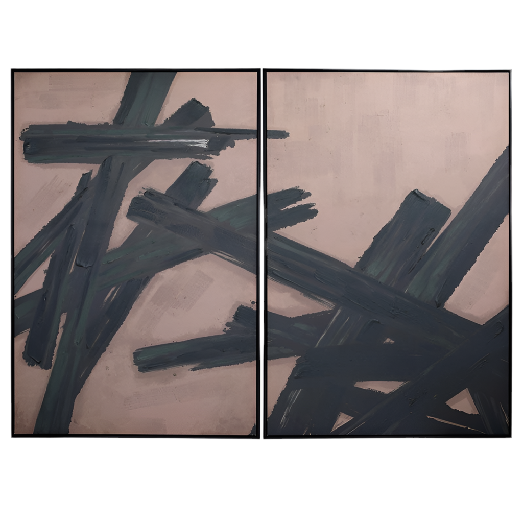 Impasto Brushstrokes Taupe Set of 2 Framed Canvas Wall Art
