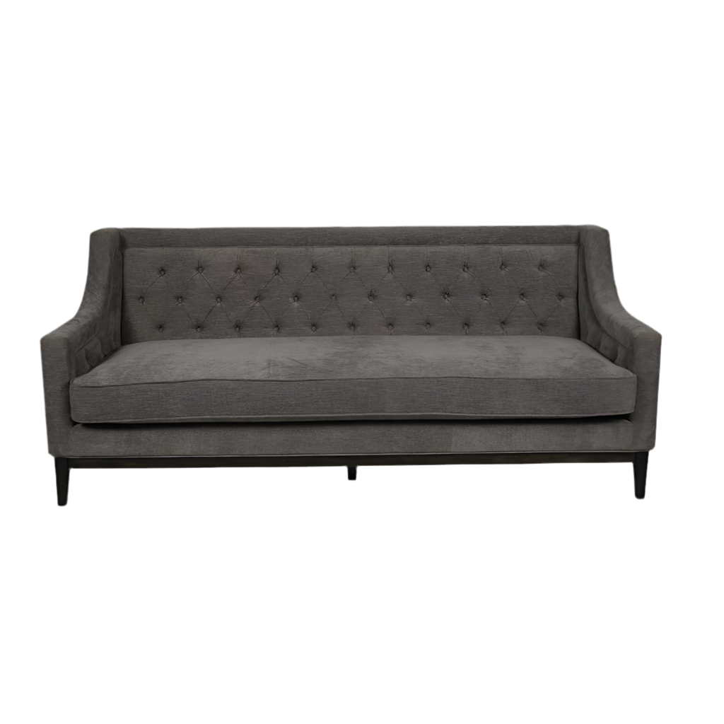 Theodore Buttoned Sofa in Warm Grey Fabric