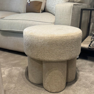 Beige Chenille Round Stool