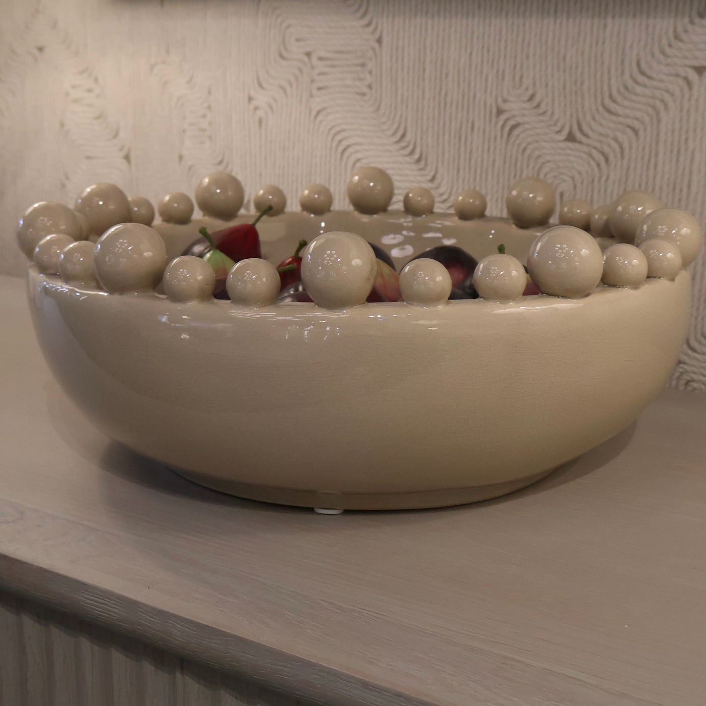 Cream Bobble Bowl
