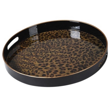 Round Leopard Print Tray