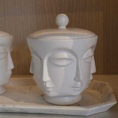 Small Faces Lidded Jar