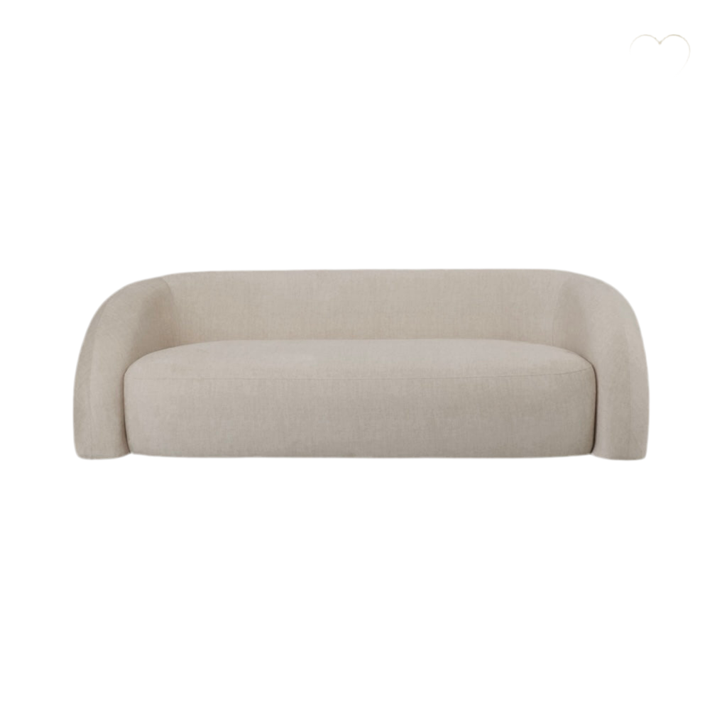 Casa Upholstered Curved Two Seater Sofa Cream