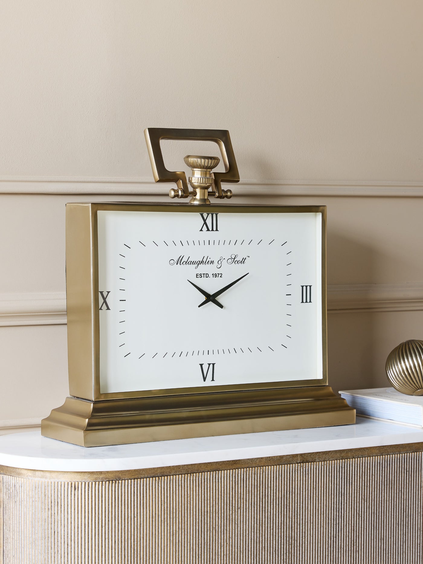 Rectangle Clock Display Latham Brass Rectangular Clock Large – Tides Home