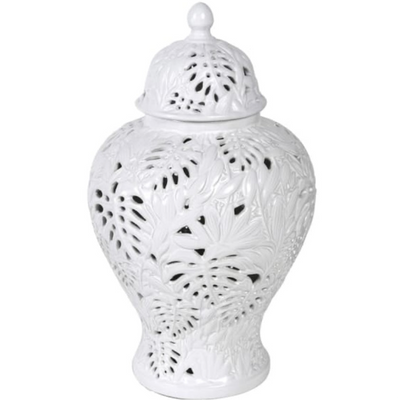 Clearance White Lidded Cut Out Jar