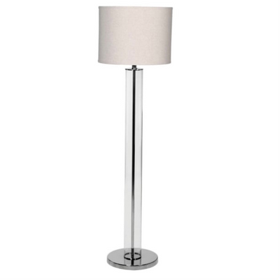 Classic Glass Tube Floor Lamp With Natural Shade