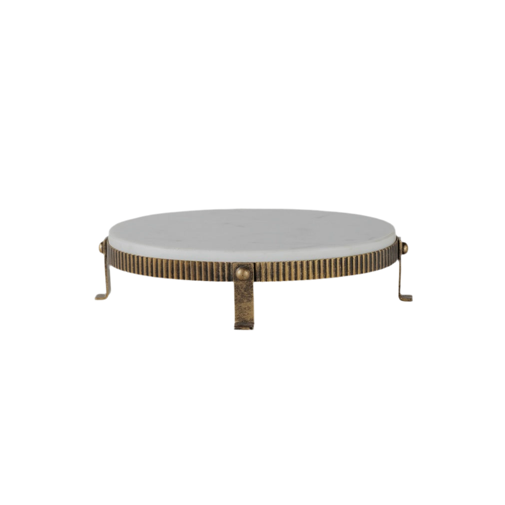 Belvedere Aged Gold Oval One Tiered Stand