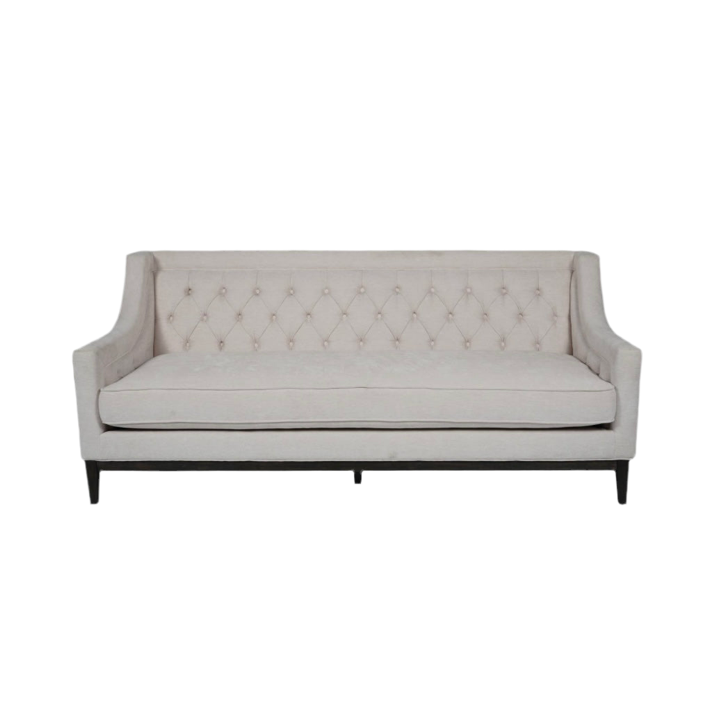 Theodore Buttoned Sofa in Ivory Fabric