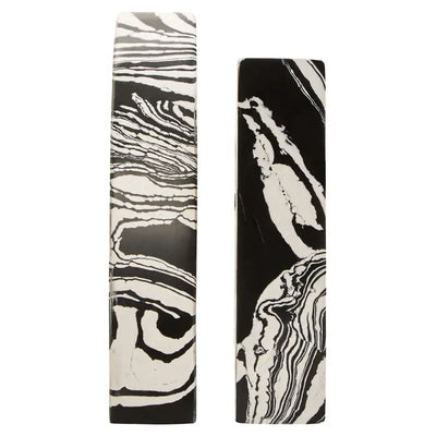 Tides Design Set of 2 B&W Marble Bookends