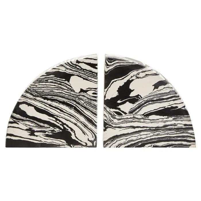 Tides Design Set of 2 B&W Marble Bookends