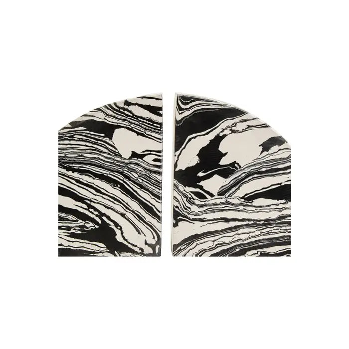 Tides Design Set of 2 B&W Marble Bookends