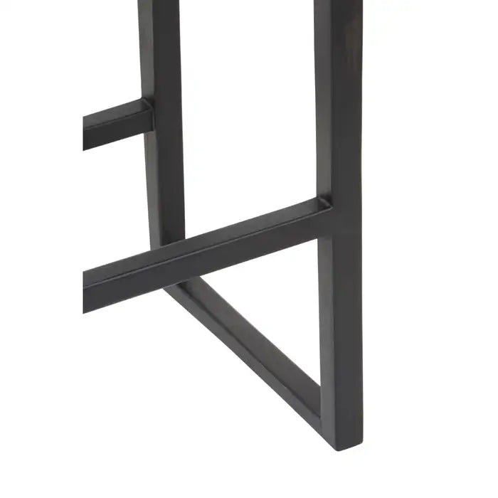 Black Leather & Teak Barstool