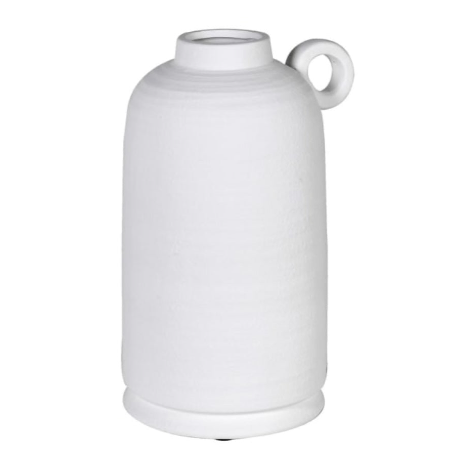 White Ceramic Vase with Handle