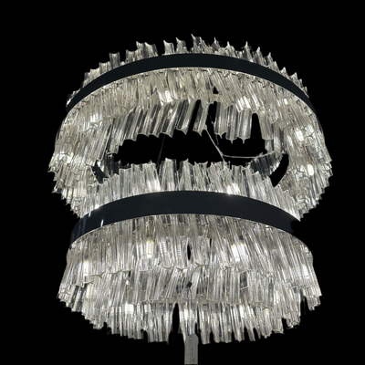 Ex Display Kalih 2 Tier 60cm + 80cm Pendant, 18 + 24 Light G9, Polished Nickel/Clear