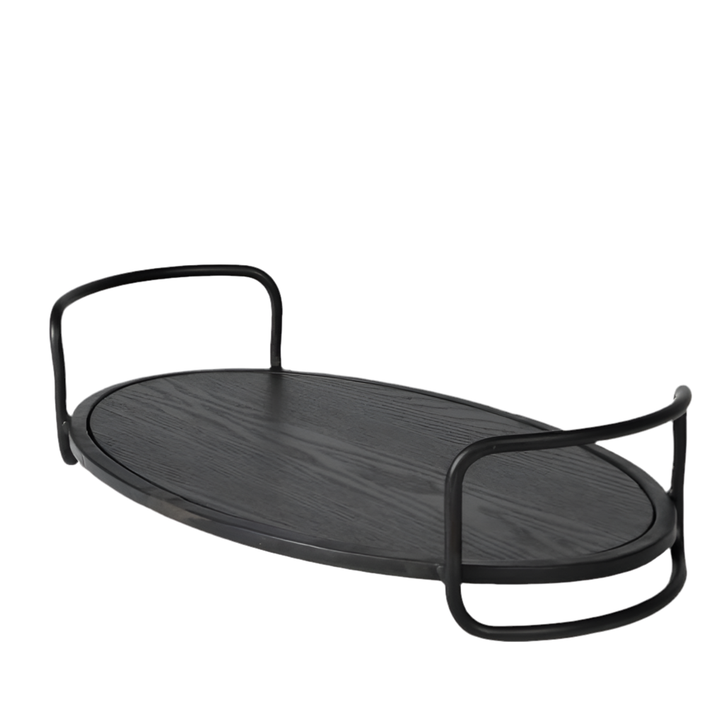 Black Wood & Metal Tray