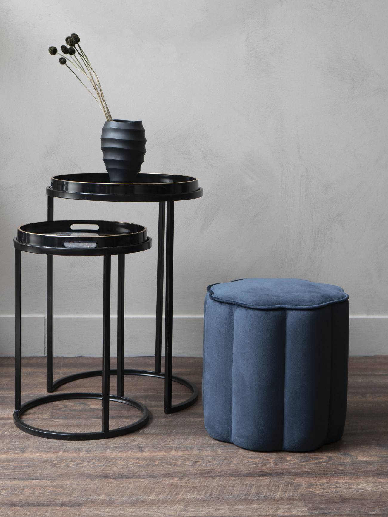 Libra Co. Scallop Footstool Navy