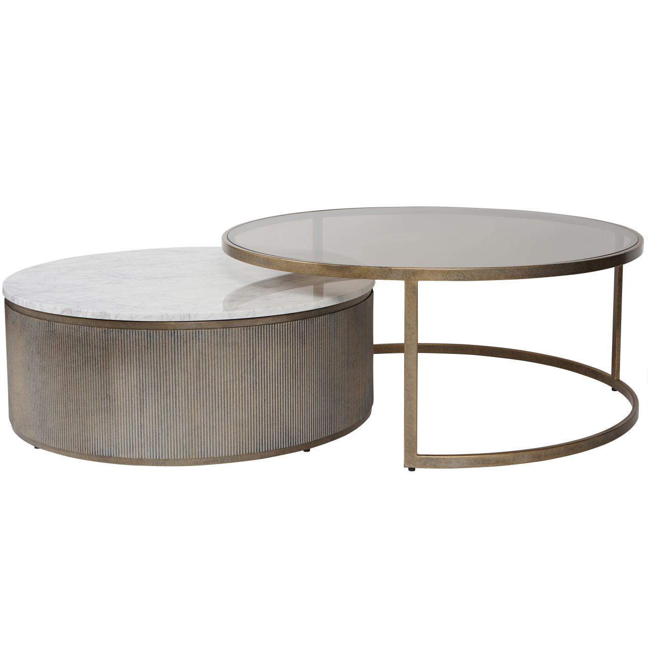 Libra Co. Belvedere Aged Gold Set of 2 Nesting Coffee Tables