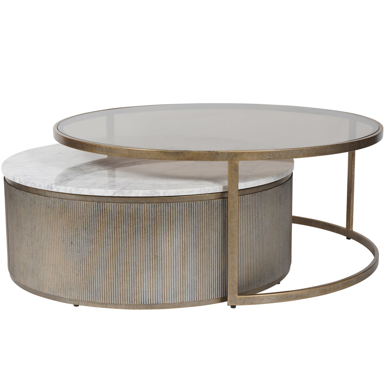 Libra Co. Belvedere Aged Gold Set of 2 Nesting Coffee Tables