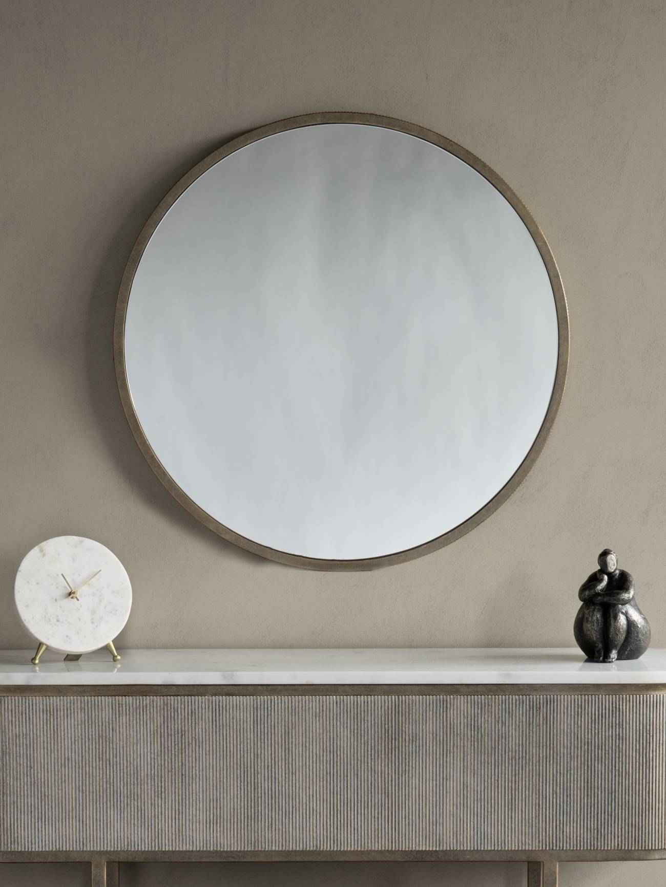 Libra Co. Belvedere Aged Gold Round Mirror