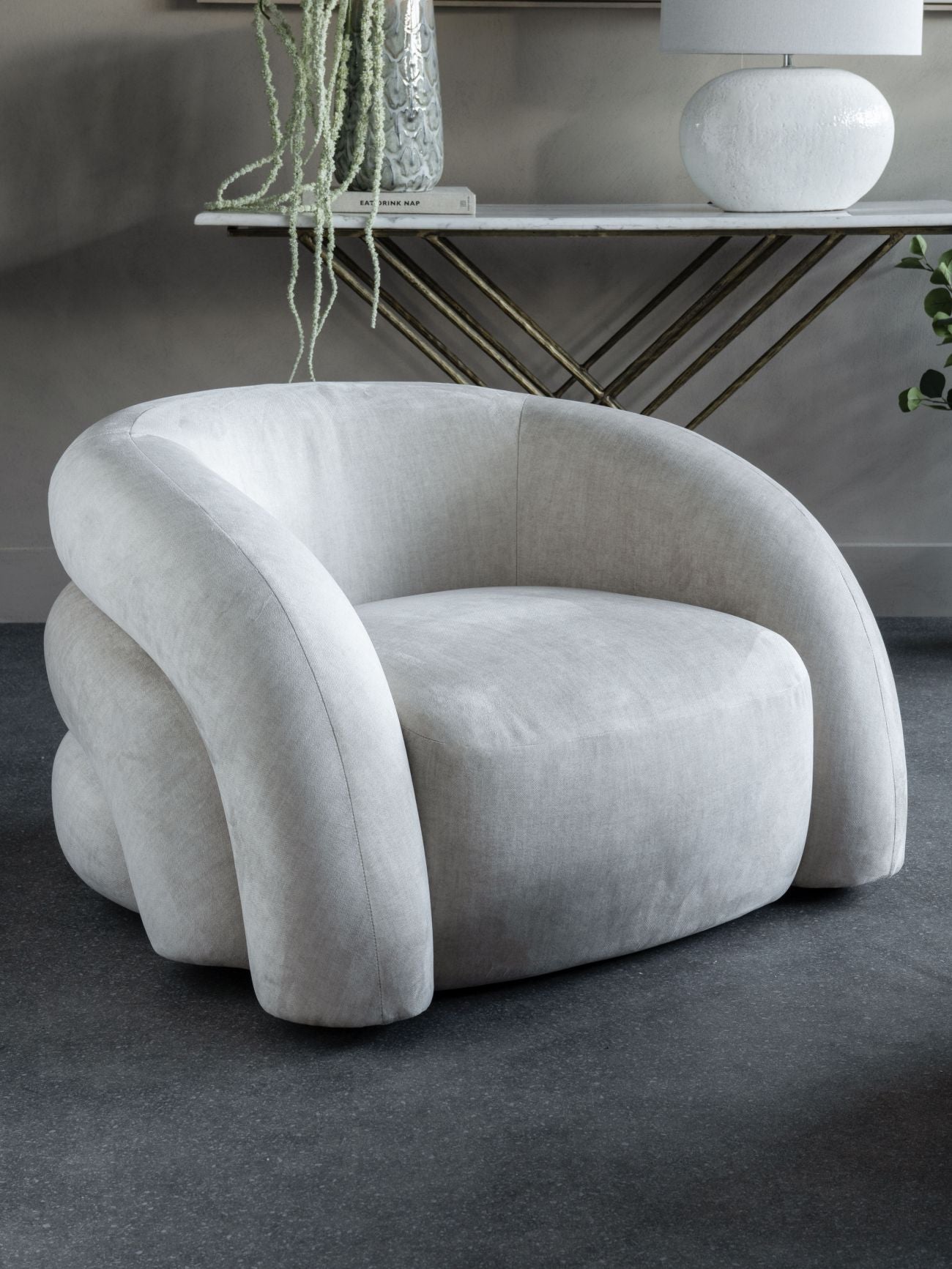 Libra Co. Casa Upholstered Curved Snug Chair Cream