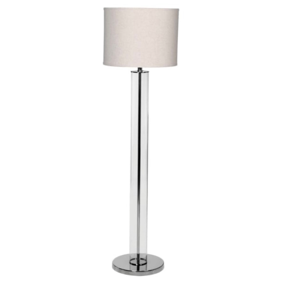 Classic Glass Tube Floor Lamp With Natural Shade