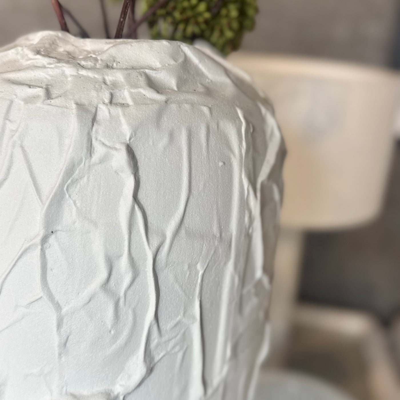 Tall White Crinkle Vase