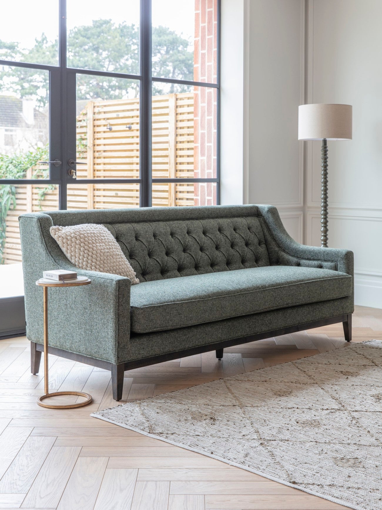 Theodore Buttoned Sofa Forest Green