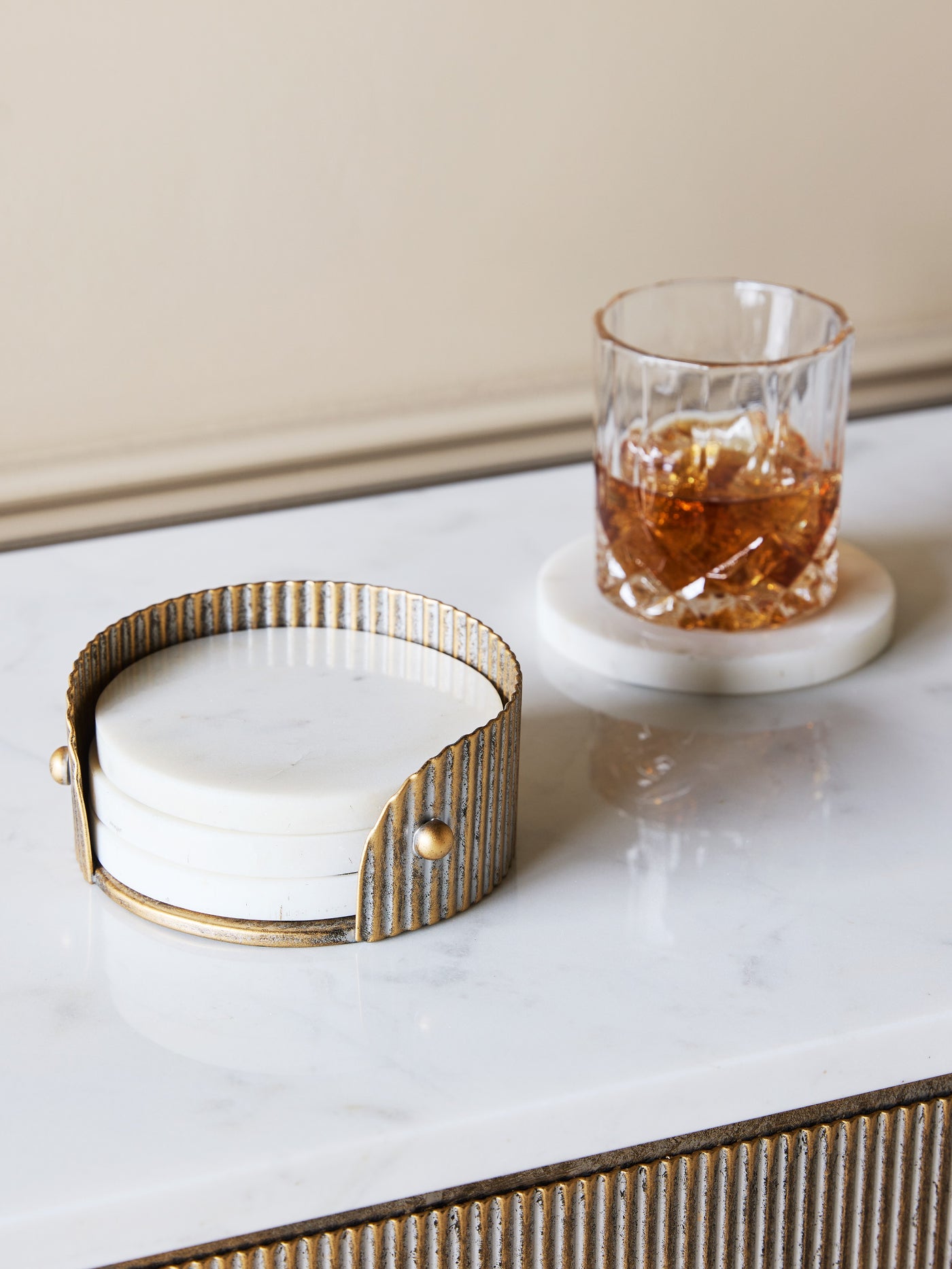 Belvedere Aged Gold Coasters Set of 4