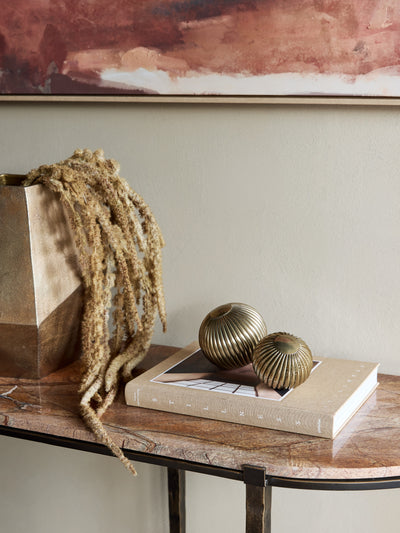 Harris Antique Brass Ribbed Decorative Ball Medium