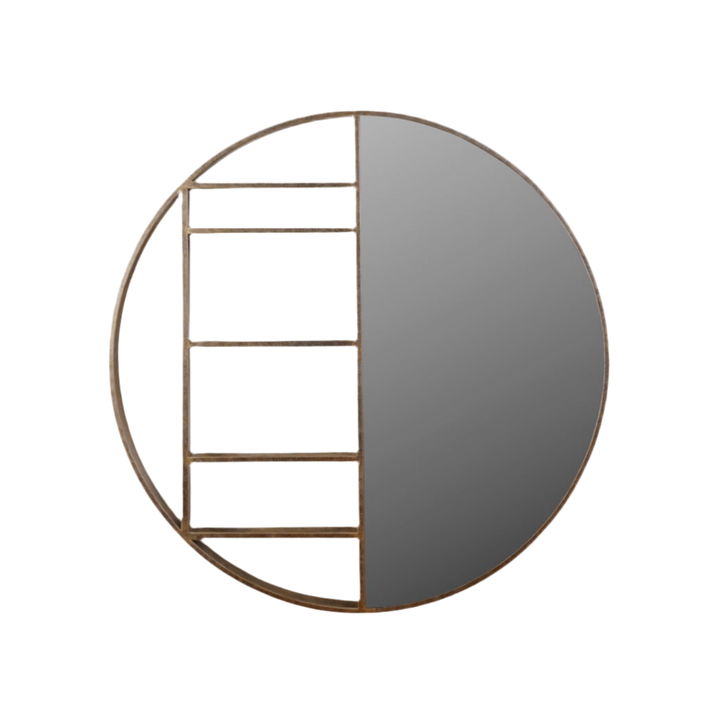 Belvedere Aged Gold Shelving Mirror Large