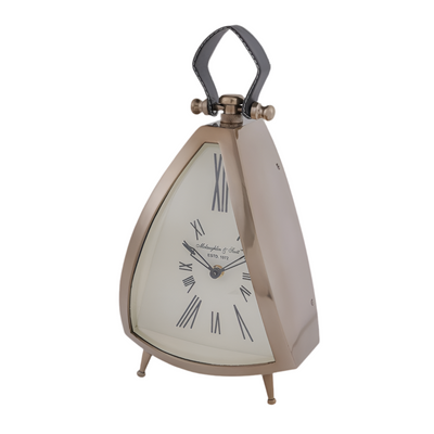 Isosceles Brass Curved Front Mantel Clock Large