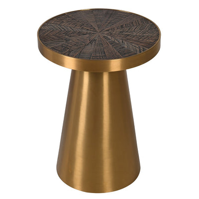 Brushed Gold & Oak Side Table