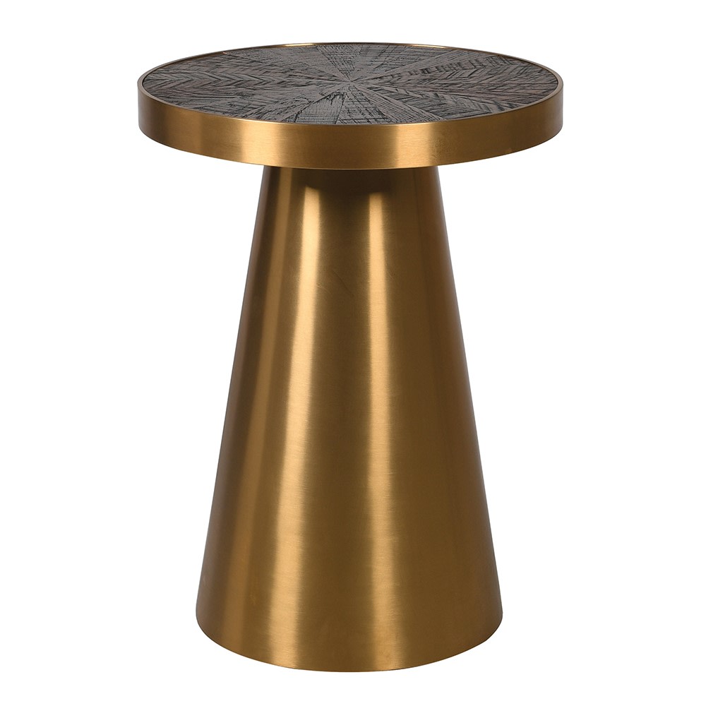 Brushed Gold & Oak Side Table