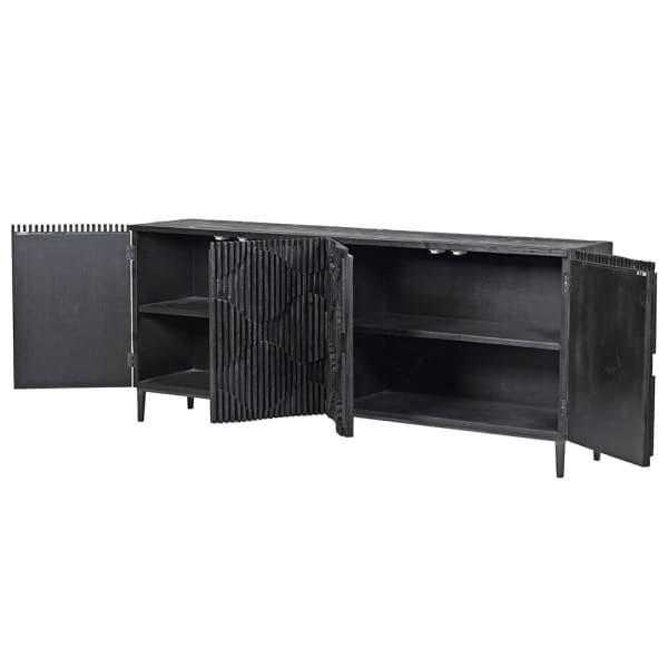 Black Wave Effect 4 Door Sideboard