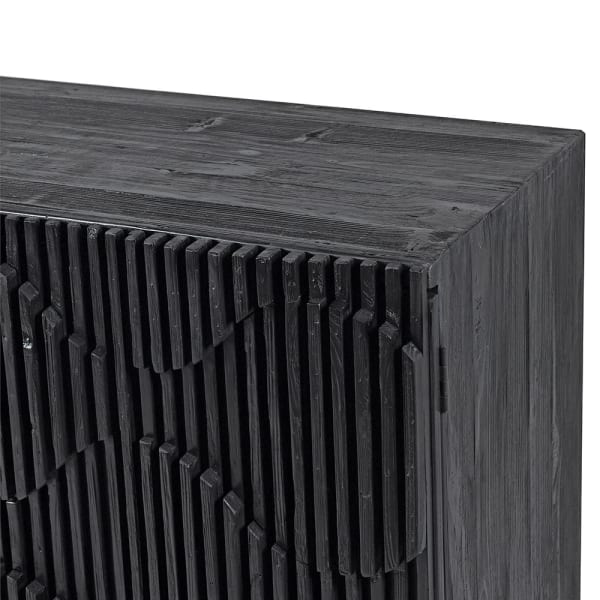 Black Wave Effect 4 Door Sideboard