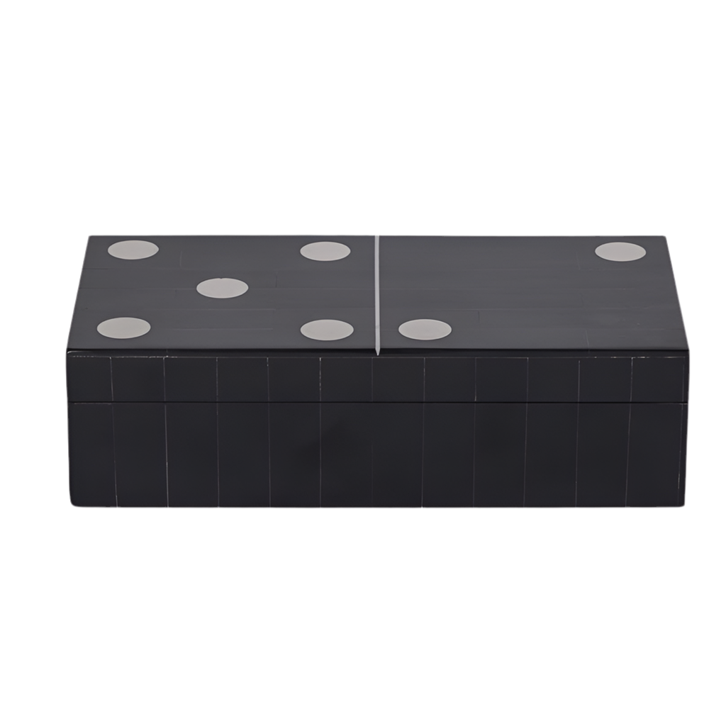 Chollerford Black Inlay Dominoes Box